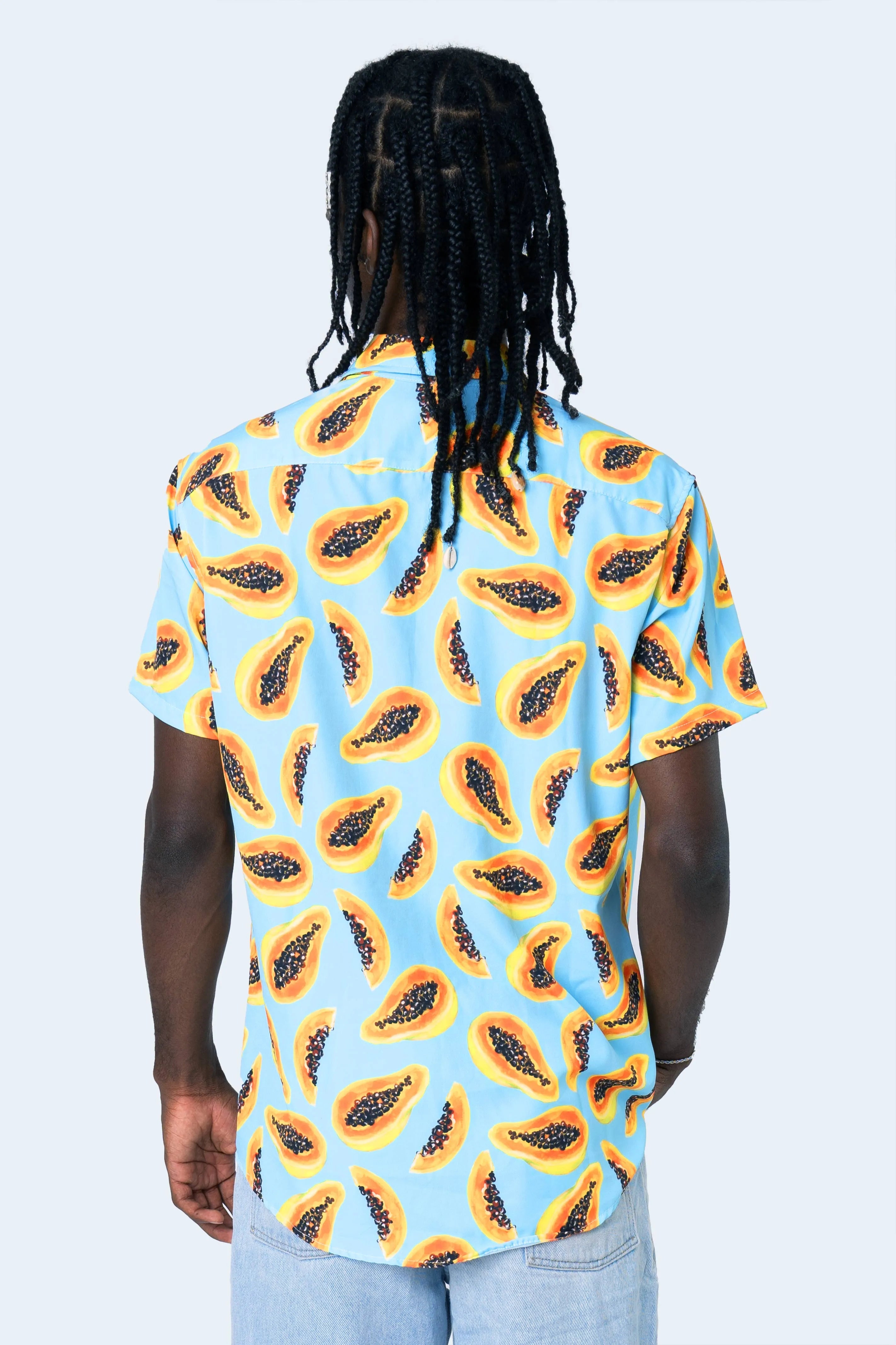 CAMISA DE BOTONES AZUL BEBÉ PAPAYAS - PIXELCAMISETAS