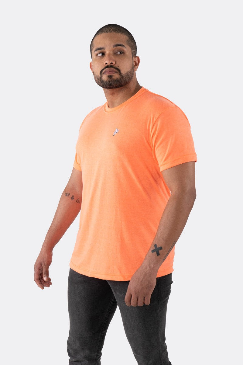 T-SHIRT PREMIUM NARANJA NEÓN BÁSICA - PIXELCAMISETAS