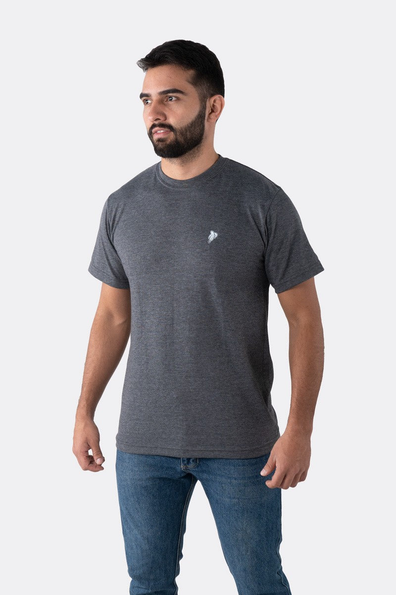 T-SHIRT PREMIUM NEGRO JASPED BÁSICA - PIXELCAMISETAS