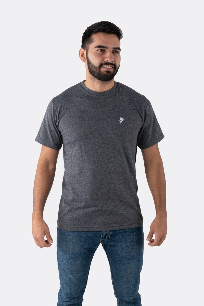 T-SHIRT PREMIUM NEGRO JASPED BÁSICA - PIXELCAMISETAS