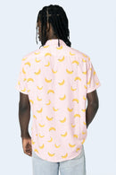 CAMISA DE BOTONES ROSA BANANOS - PIXELCAMISETAS
