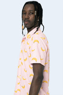 CAMISA DE BOTONES ROSA BANANOS - PIXELCAMISETAS