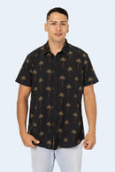 CAMISA DE BOTONES NEGRA PALMAS - PIXELCAMISETAS