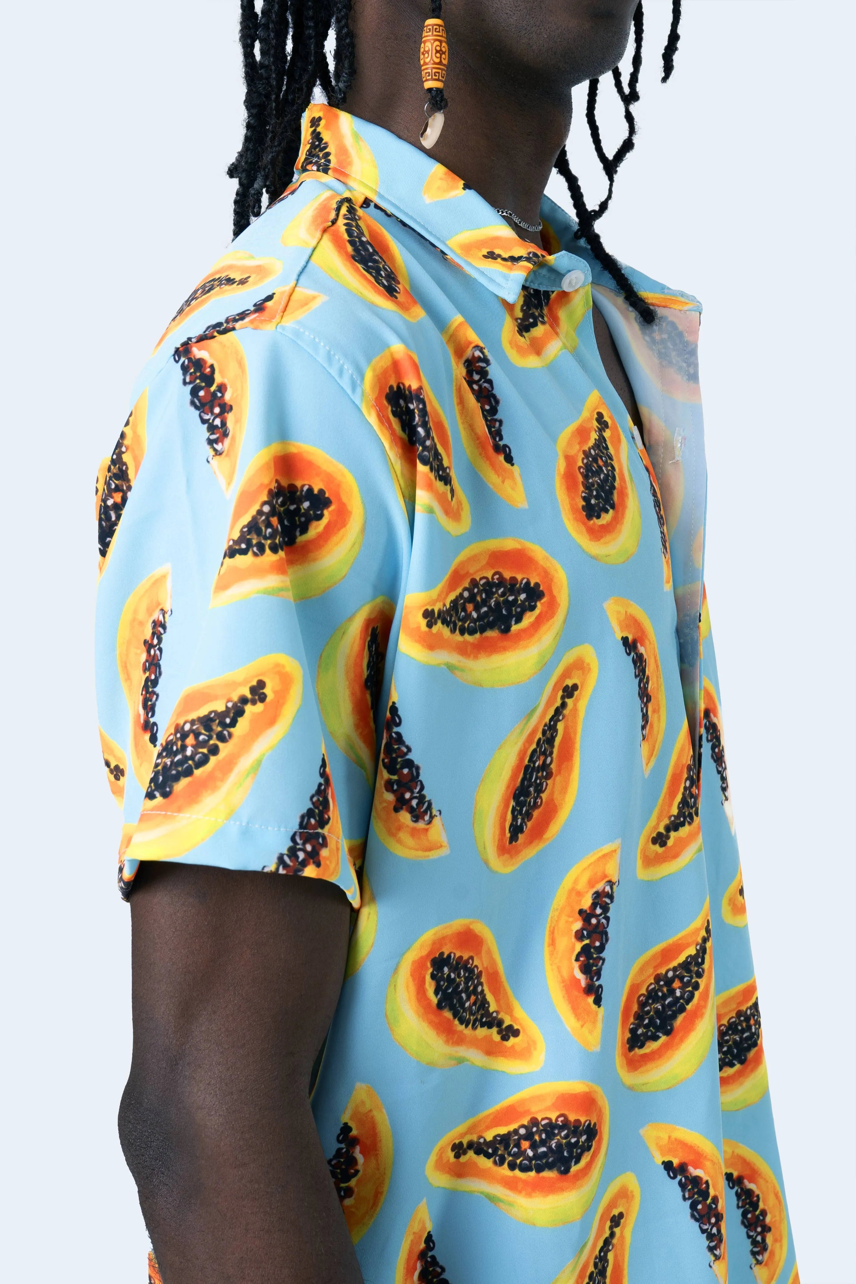 CAMISA DE BOTONES AZUL BEBÉ PAPAYAS - PIXELCAMISETAS