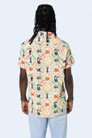 CAMISA DE BOTONES BLANCA TROPICAL MIX - PIXELCAMISETAS