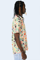 CAMISA DE BOTONES BLANCA TROPICAL MIX - PIXELCAMISETAS