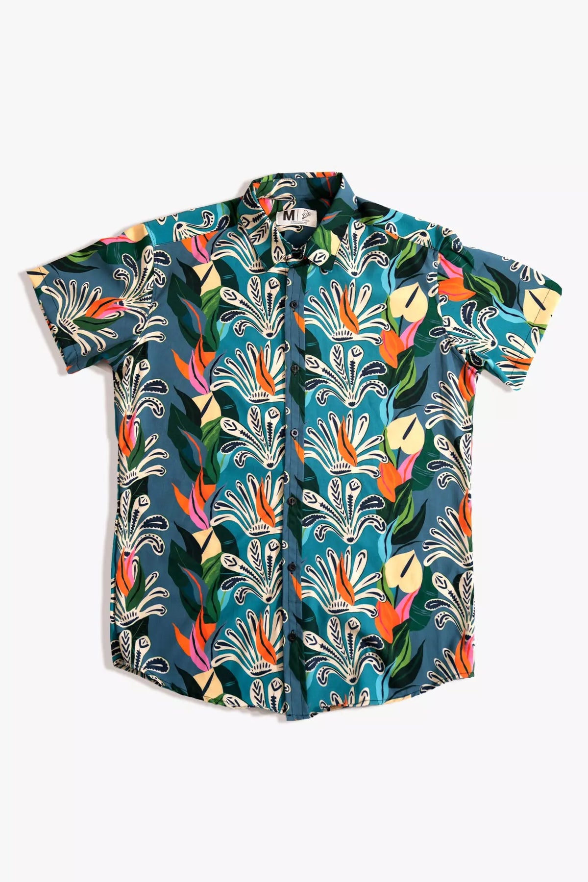 CAMISA DE BOTONES VERDE JADE ETNIA TROPICAL