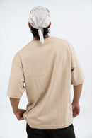 CAMISETA OVERSIZED ALTO GRAMAJE BEIGE - PIXELCAMISETAS